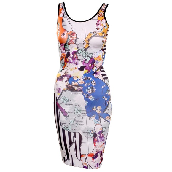 Clover Canyon Dresses & Skirts - Clover Canyon Map Print Neoprene Dress
